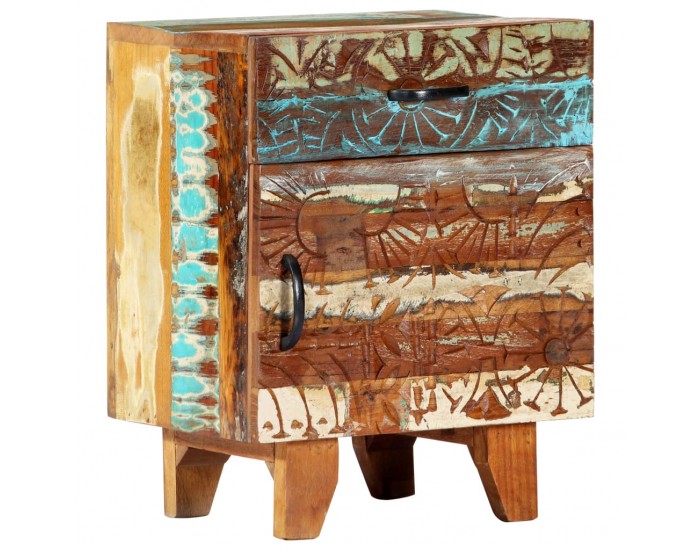 Sonata H Ръчно резбовано нощно шкафче, 40x30x50 см, регенерирано дърво