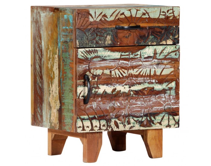 Sonata H Ръчно резбовано нощно шкафче, 40x30x50 см, регенерирано дърво