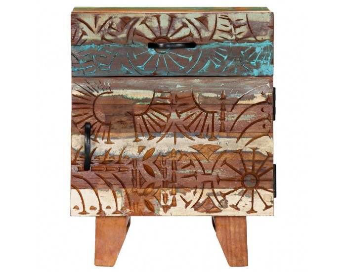 Sonata H Ръчно резбовано нощно шкафче, 40x30x50 см, регенерирано дърво