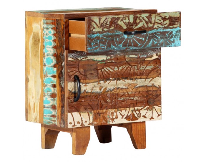Sonata H Ръчно резбовано нощно шкафче, 40x30x50 см, регенерирано дърво