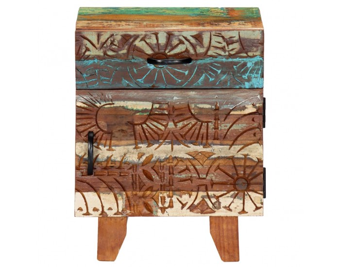 Sonata H Ръчно резбовано нощно шкафче, 40x30x50 см, регенерирано дърво