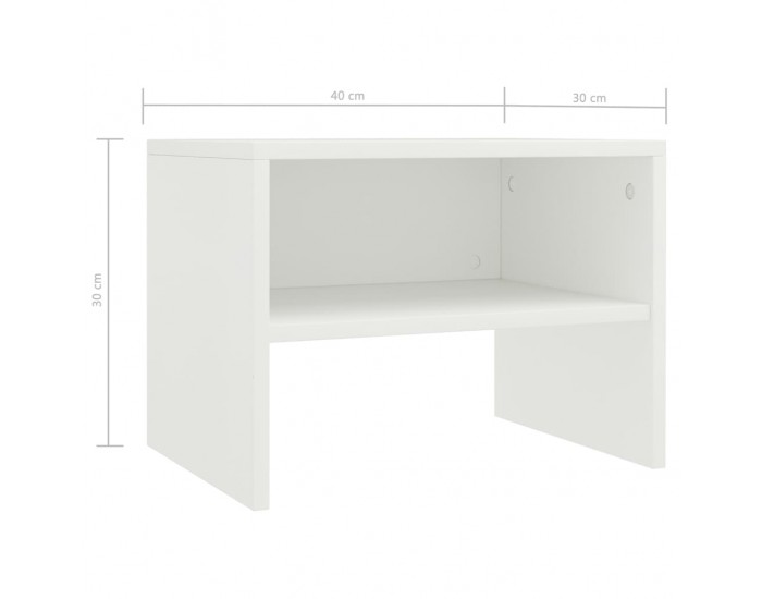 Sonata H Нощни шкафчета, 2 бр, бели, 40x30x30 см, инженерно дърво