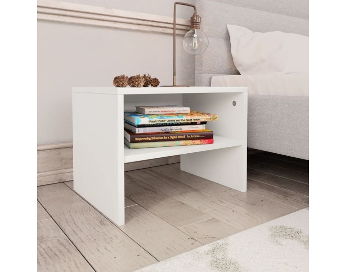 Sonata H Нощни шкафчета, 2 бр, бели, 40x30x30 см, инженерно дърво