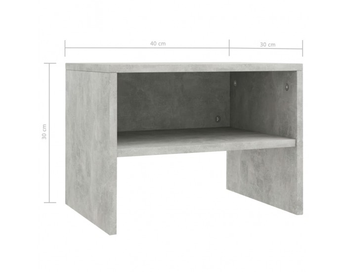 Sonata H Нощни шкафчета, 2 бр, бетонно сив, 40x30x30 см, инженерно дърво