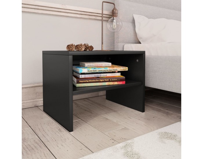 Sonata H Нощни шкафчета, 2 бр, черни, 40x30x30 см, инженерно дърво