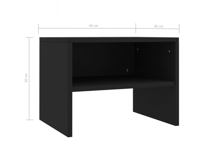 Sonata H Нощни шкафчета, 2 бр, черни, 40x30x30 см, инженерно дърво