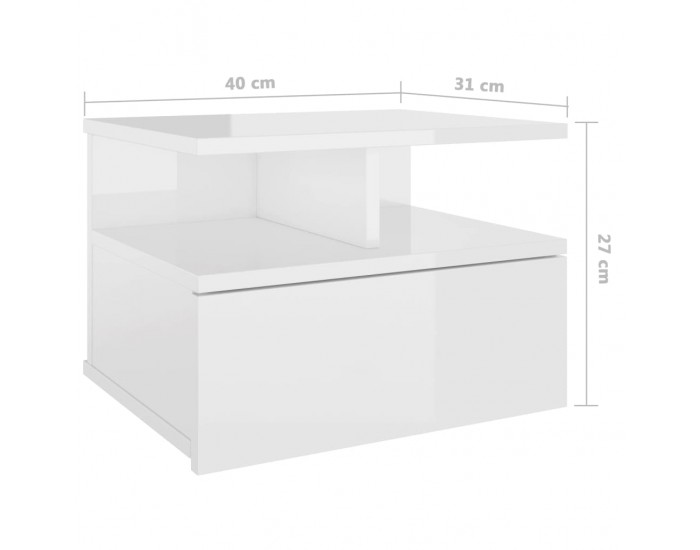 Sonata H Нощни шкафчета за стена 2 бр силен бял гланц 40x31x27 см