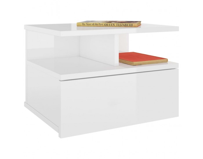 Sonata H Нощни шкафчета за стена 2 бр силен бял гланц 40x31x27 см