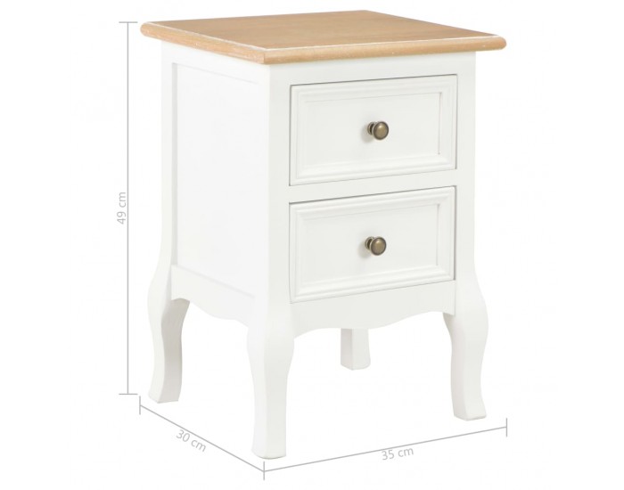 Sonata H Нощни шкафчета, 2 бр, бели, 35x30x49 см, МДФ
