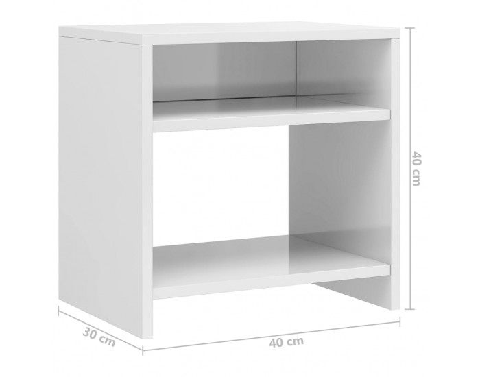 Sonata H Нощно шкафче, бял гланц, 40x30x40 см, инженерно дърво