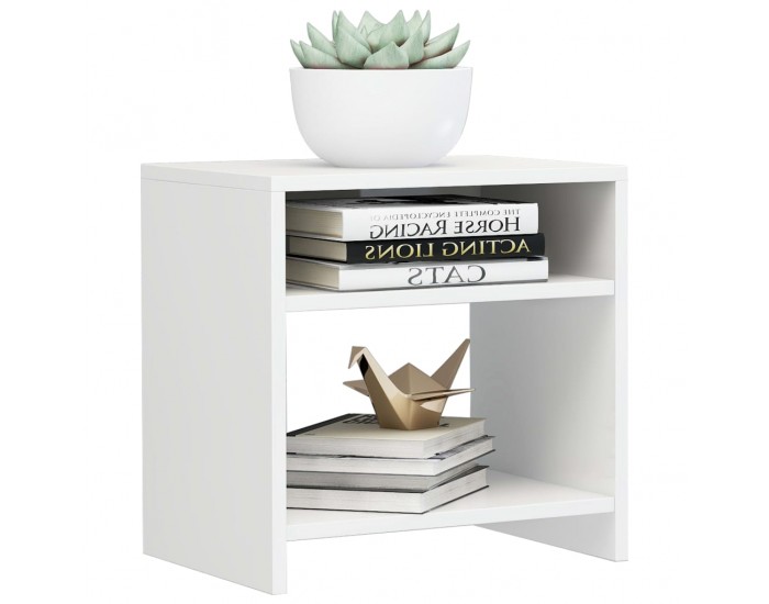 Sonata H Нощно шкафче, бял гланц, 40x30x40 см, инженерно дърво