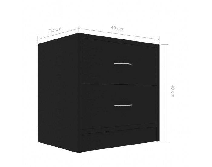 Sonata H Нощни шкафчета, 2 бр, черни, 40x30x40 см, инженерно дърво