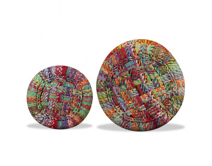 Sonata H Табуретки с Chindi детайли, 2 бр, многоцветни, бамбук