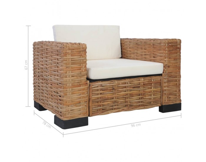 Sonata H Фотьойл с възглавници, естествен ратан