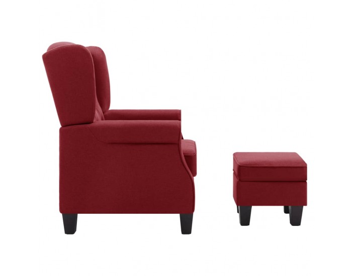 Sonata H Фотьойл с табуретка за крака, виненочервен, текстил