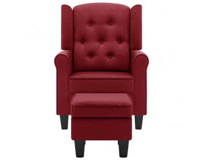 Sonata H Фотьойл с табуретка за крака, виненочервен, текстил