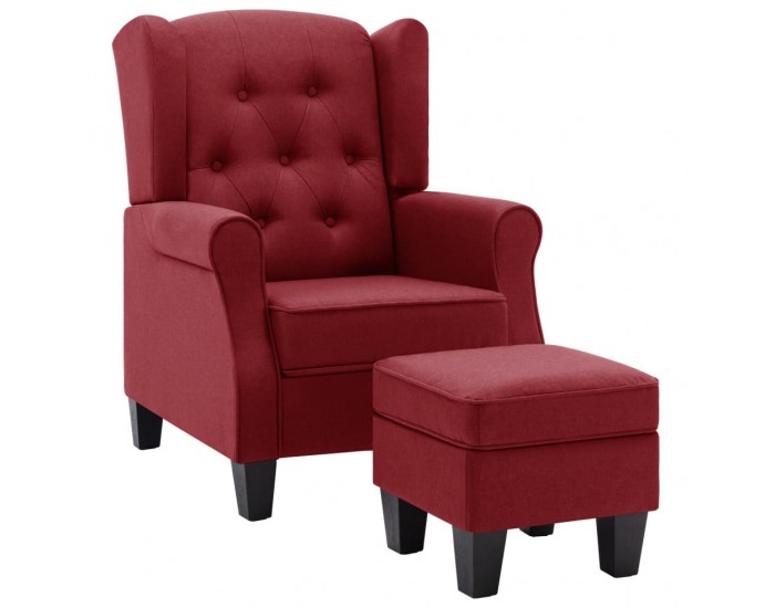 Sonata H Фотьойл с табуретка за крака, виненочервен, текстил