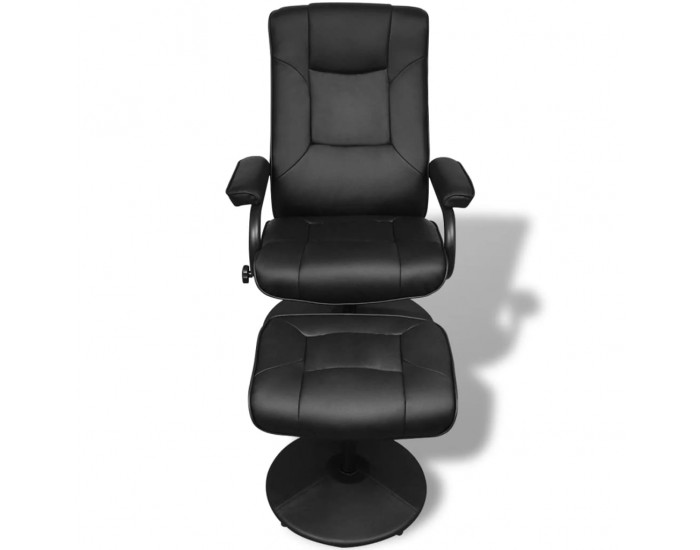 Sonata H ТВ фотьойл с табуретка за крака, черен, изкуствена кожа