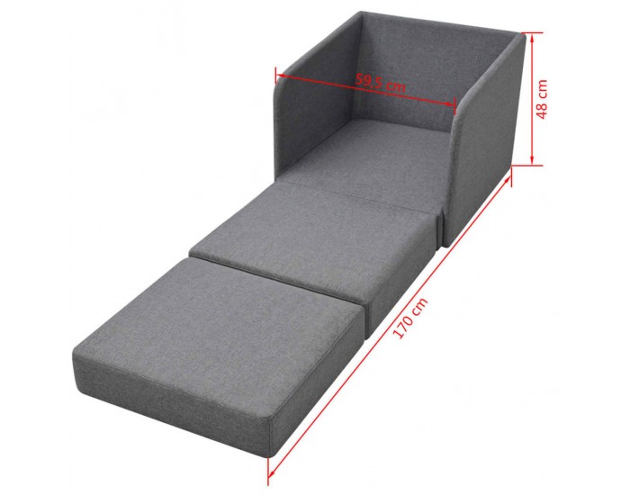 Sonata H Разтегателен фотьойл, светлосив, текстил