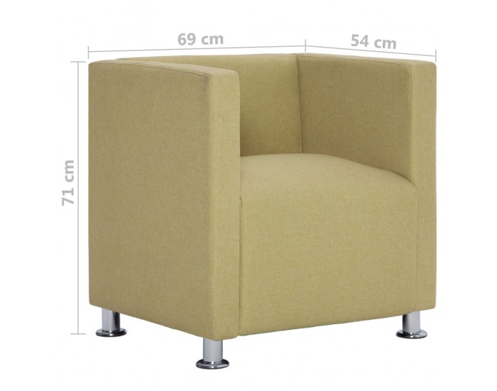 Sonata H Фотьойл с кубична форма, зелен, текстил