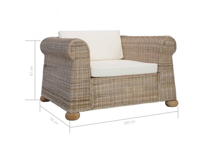 Sonata H Фотьойл с възглавници, естествен ратан