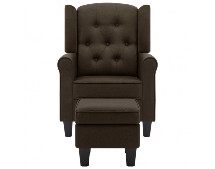 Sonata H Фотьойл с табуретка за крака, кафяв, текстил