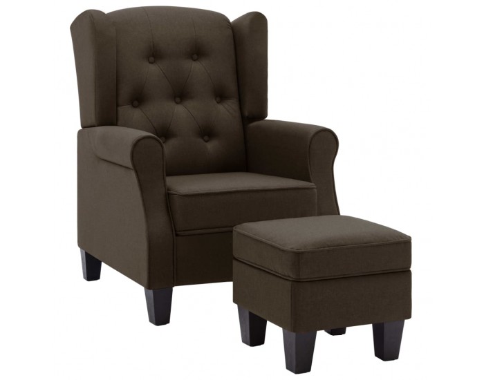 Sonata H Фотьойл с табуретка за крака, кафяв, текстил