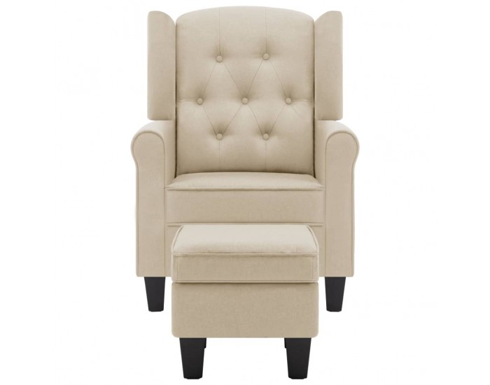 Sonata H Фотьойл с табуретка за крака, кремав, текстил