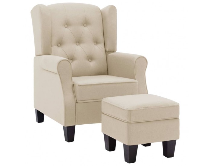 Sonata H Фотьойл с табуретка за крака, кремав, текстил