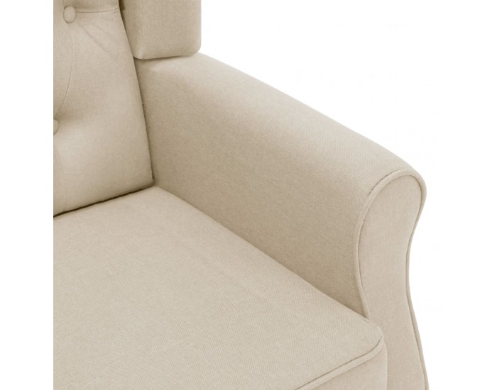 Sonata H Фотьойл с табуретка за крака, кремав, текстил