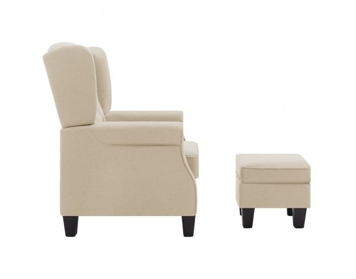 Sonata H Фотьойл с табуретка за крака, кремав, текстил