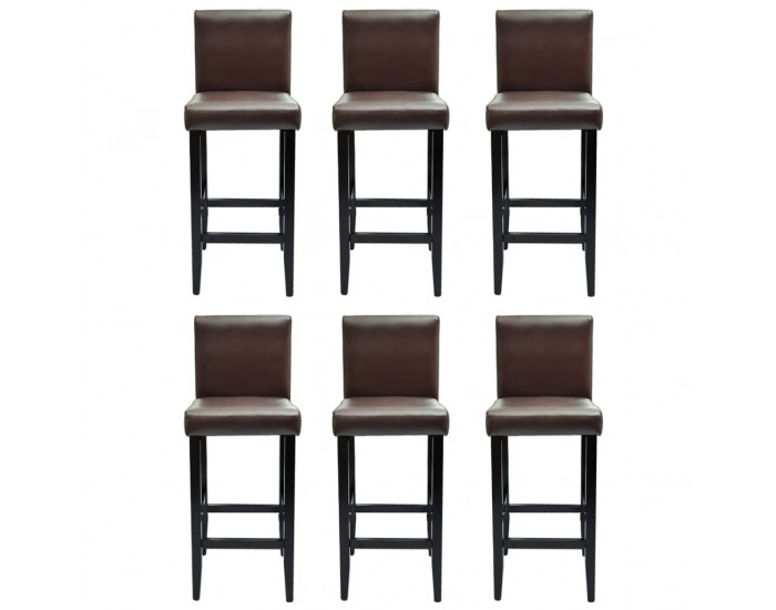 Sonata H Бар табуретки, 6 бр, тъмнокафяви, изкуствена кожа Sonata H Бар табуретки, 6 бр, тъмнокафяви, изкуствена кожа