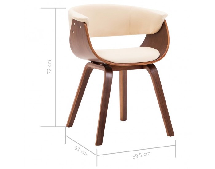 Sonata H Трапезни столове, 6 бр, кремави, извито дърво и изкуствена кожа