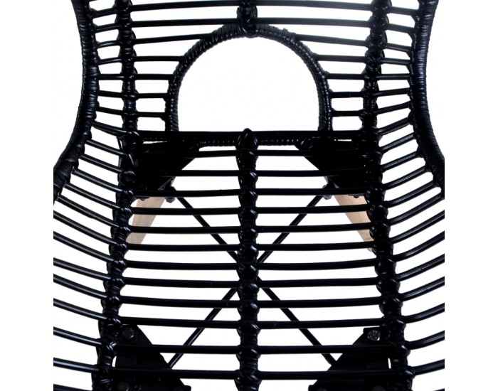 Sonata H Трапезни столове, 4 бр, черни, естествен ратан