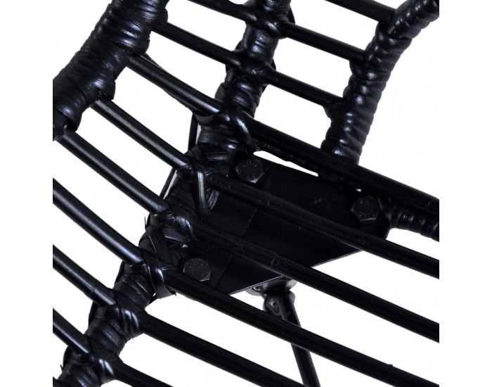 Sonata H Трапезни столове, 4 бр, черни, естествен ратан