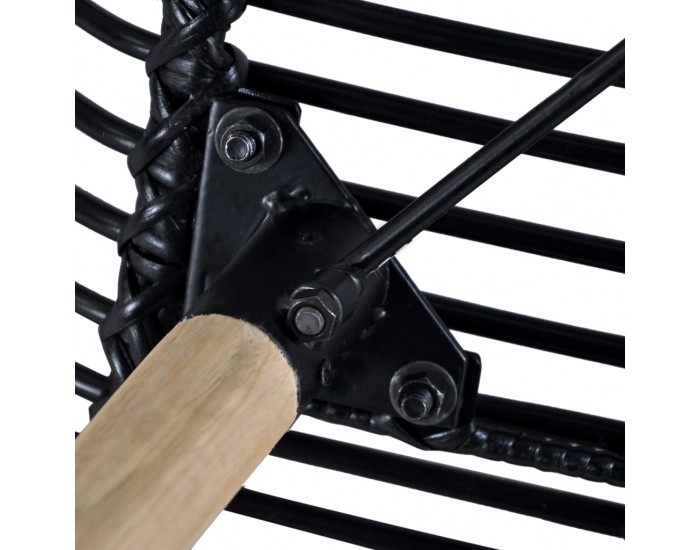 Sonata H Трапезни столове, 4 бр, черни, естествен ратан