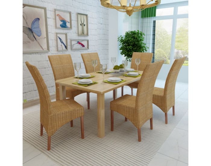 Sonata H Трапезни столове, 6 бр, кафяви, естествен ратан Sonata H Трапезни столове, 6 бр, кафяви, естествен ратан