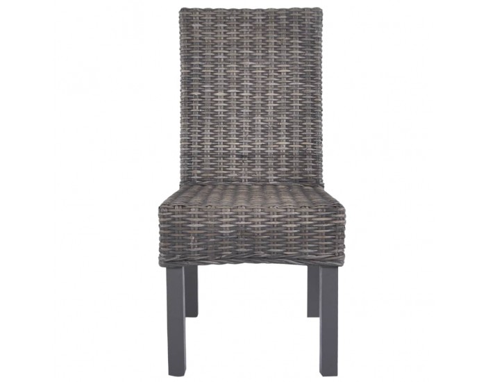 Sonata H Трапезни столове, 6 бр, кафяви, кубу ратан и мангова дървесина