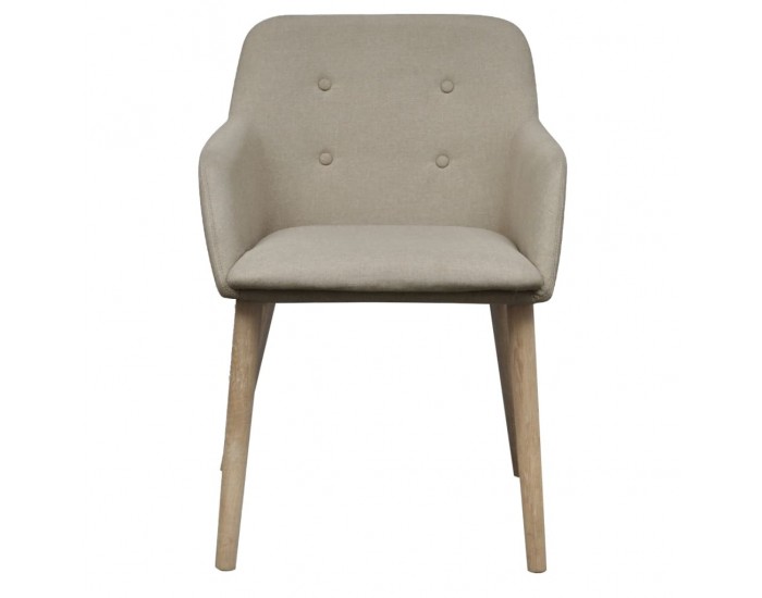 Sonata H Трапезни столове, 6 бр, бежов плат и дъбова дървесина масив