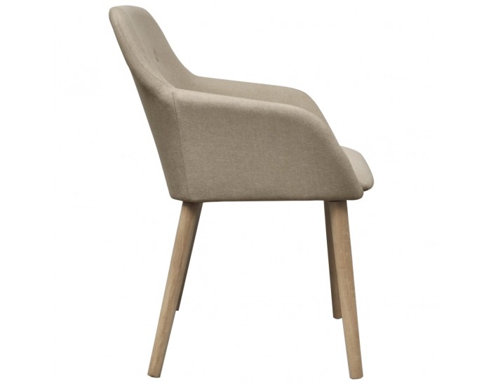 Sonata H Трапезни столове, 6 бр, бежов плат и дъбова дървесина масив