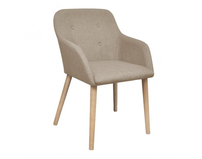 Sonata H Трапезни столове, 6 бр, бежов плат и дъбова дървесина масив