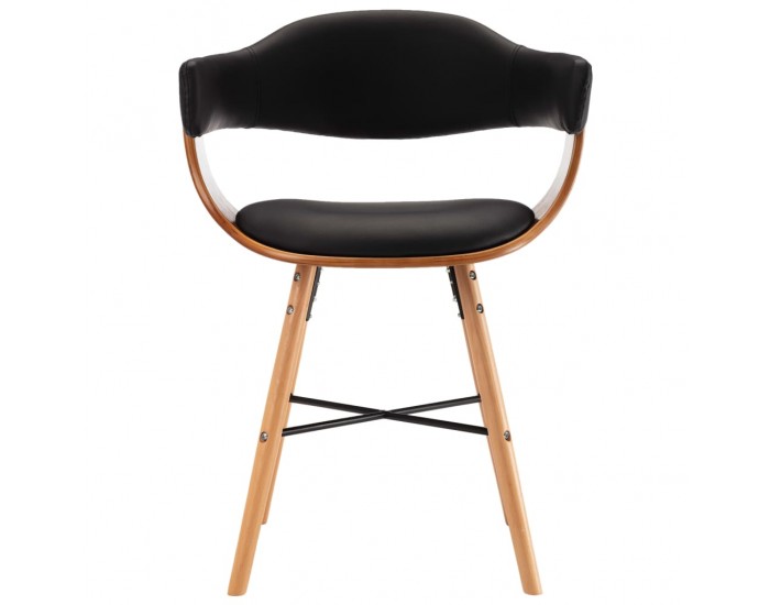 Sonata H Трапезни столове, 6 бр, черни, изкуствена кожа и извито дърво