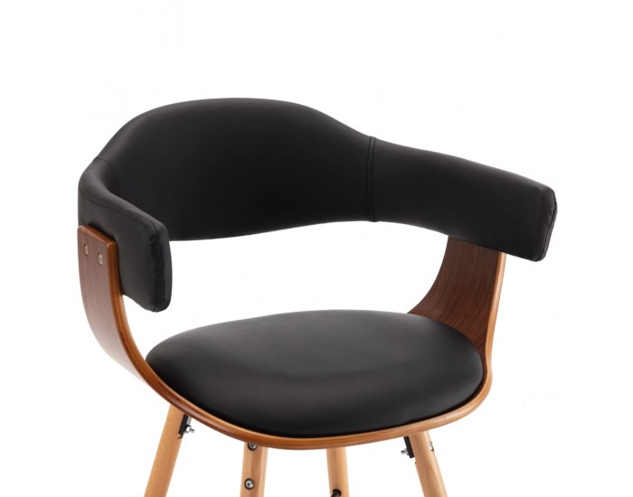 Sonata H Трапезни столове, 6 бр, черни, изкуствена кожа и извито дърво