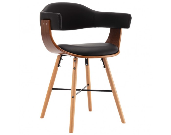 Sonata H Трапезни столове, 6 бр, черни, изкуствена кожа и извито дърво