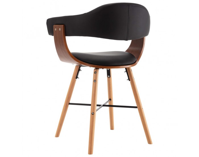 Sonata H Трапезни столове, 6 бр, черни, изкуствена кожа и извито дърво