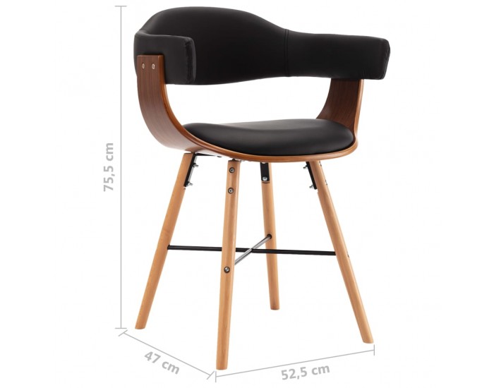 Sonata H Трапезни столове, 6 бр, черни, изкуствена кожа и извито дърво