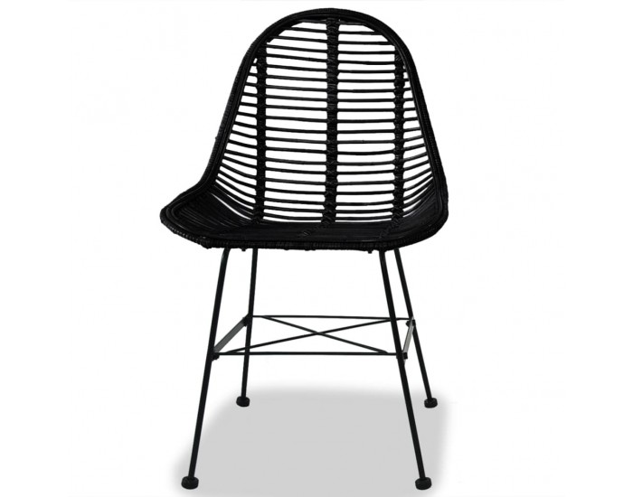 Sonata H Трапезни столове, 4 бр, черни, естествен ратан