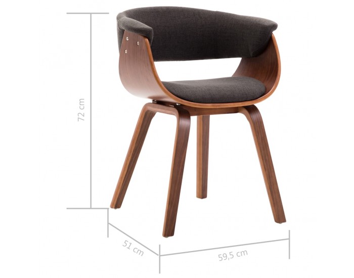 Sonata H Трапезни столове, 6 бр, сиви, огънато дърво и плат