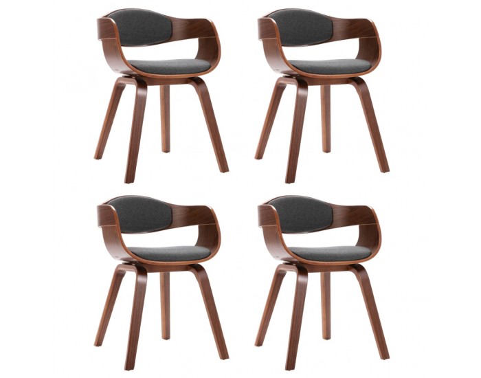 Sonata H Трапезни столове, 4 бр, извито дърво и сив текстил