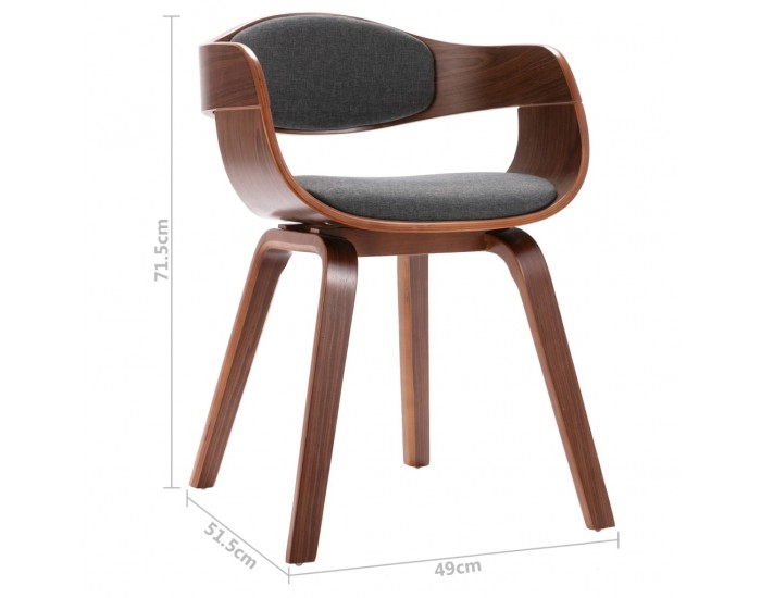 Sonata H Трапезни столове, 4 бр, извито дърво и сив текстил